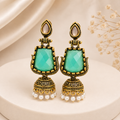 Elegant Emerald Green Jhumka Earrings