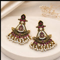 Regal Ruby Pearl Chandbali Earrings